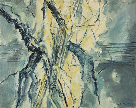 CLAUDIO OLIVIERI (1934) Moto di orizzonti, 1955 Olio su tela 110 x 140 cm...