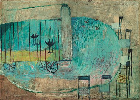 GUSTAVO FOPPIANI (1925 - 1986) Senza titolo, 1953 Olio su tela 50 x 70 cm...