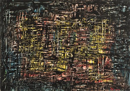 MARIO NIGRO (1917 - 1992) Senza titolo, S.d. Olio su cartone 70 x 100 cm...