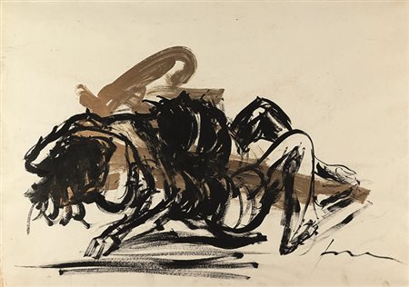 LUCIO FONTANA (1899 - 1968) Nudi femminili, 1960-1964 China su carta: nero e...