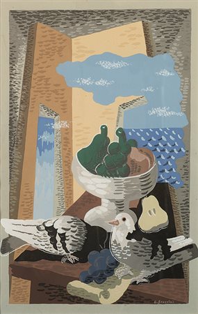 GINO SEVERINI (1883 - 1966) Comptoir et Colombe, Undicesima tavola per Fleurs...