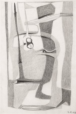 ENRICO PRAMPOLINI (1894 - 1956) Composizione astratta III, 1948 Grafite su...