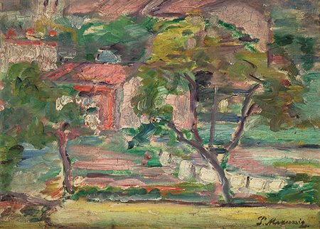 PIETRO MARUSSIG (Trieste 16/05/1879 - Pavia 1937) Paesaggio in collina, 1919...