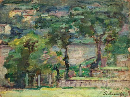 PIETRO MARUSSIG (Trieste 16/05/1879 - Pavia 1937) Paesaggio in collina, 1919...