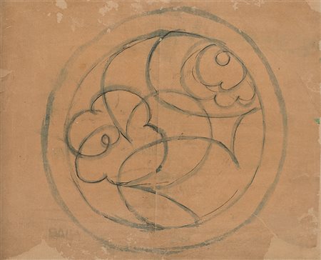 GIACOMO BALLA (1871 - 1958) Motivo per piatto, S.d. '20 Acquerello e matita...
