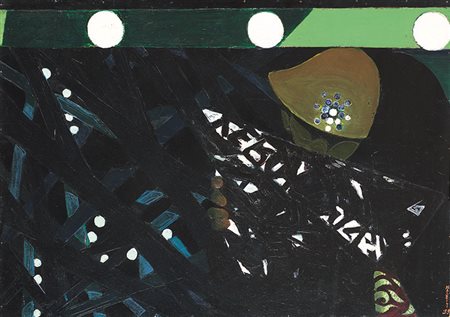 TITINA MASELLI (1924 - 2005) Treno sotterraneo, 1955 Olio su tavola 60 x 85...