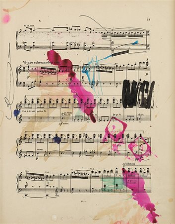 GIUSEPPE CHIARI (1926 - 2007) Senza titolo, 1970 Tecnica mista su spartito...