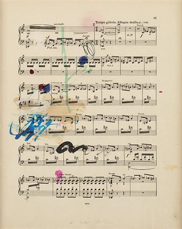 GIUSEPPE CHIARI (1926 - 2007) Senza titolo, 1970 Tecnica mista su spartito...