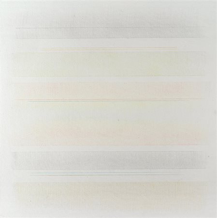 RICCARDO GUARNERI (1933) 5 strisce orizzontali, sfumatura centrale, 1975 Olio...