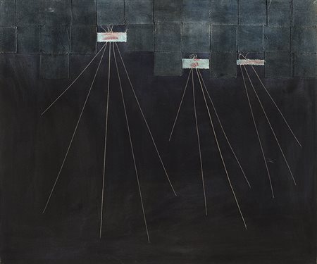 ACHILLE PACE (1923) Itinerario raggiante, 1990 Filo e collage su tela 100 x...