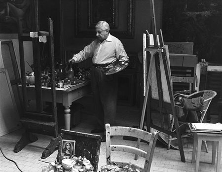 EZIO VITALE (1926 - 1991) Giorgio de Chirico Stampa in bianconero ai sali...