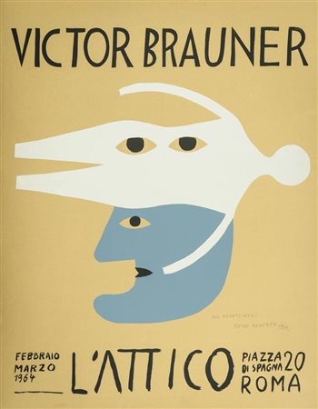 Victor Brauner ( Piatra Neamt 1903 Parigi 1966 ) L'Attico 1964 Manifesto...