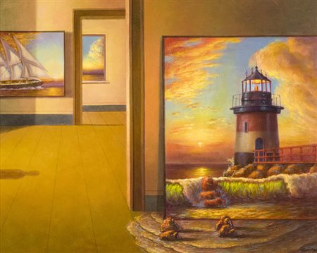 Antonio Nunziante ( Napoli 1956 ) Il rumore del mare Olio e tempera all'uovo...