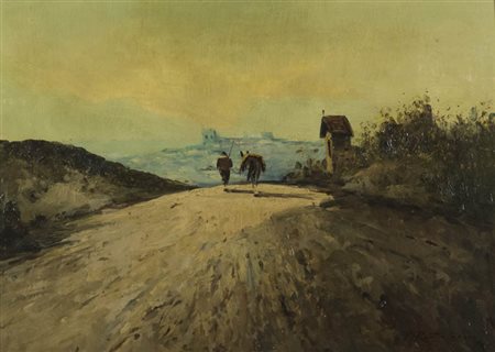 Ferruccio Rontini ( Firenze 1893 Livorno 1964 ) Ritorno dal lavoro Olio su...