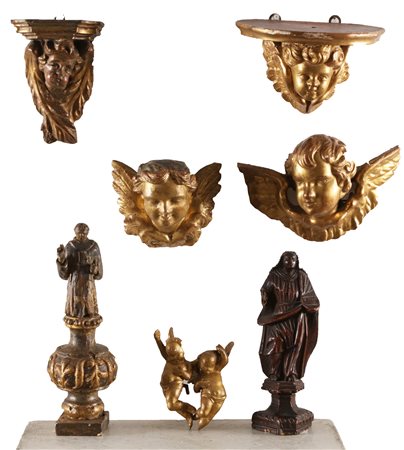 MANIFATTURA ITALIANA DEL XVIII SECOLO Gruppo di 9 sculture di varie...