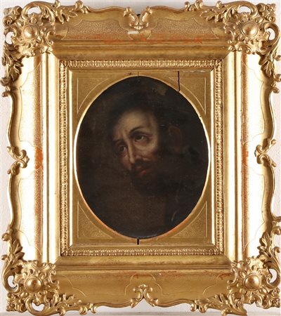 MANIFATTURA FRANCESE DEL XIX SECOLO Cornice in legno dorato con figura di...