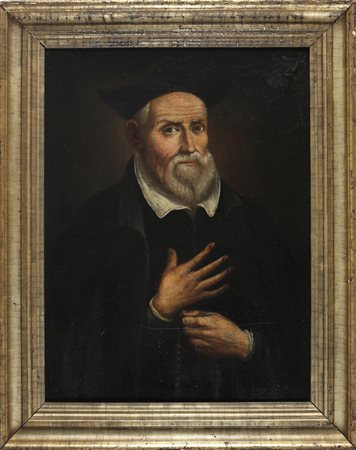 ARTISTA DEL XVII SECOLO. Ritratto di prelato. Olio su tela . Cm 47,00 x...