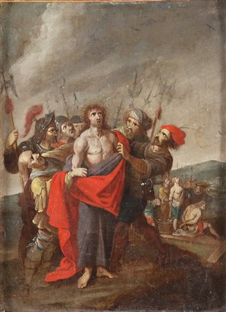 ARTISTA FIAMMINGO DEL XVII SECOLO Ecce homo. Olio su rame. Cm 17,50 x 23,00.