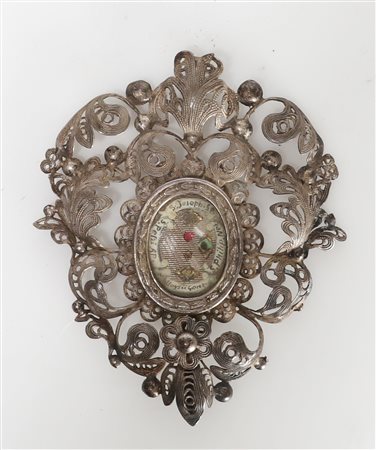 MANIFATTURA ITALIANA DEL XVIII SECOLO Pendente reliquiario in argento...