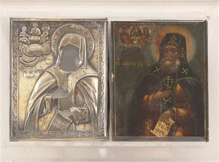 MANIFATTURA RUSSA DEL XVIII SECOLO Patriarca e Trinità. Rizza in argento...