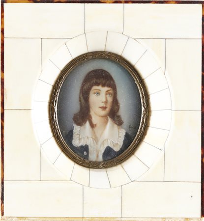 MINIATURISTA DEL XIX SECOLO Ritratto di signora. Olio su avorio. Cm 5,00 x...