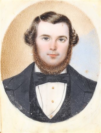 MINIATURISTA DEL XIX SECOLO Ritratto d'uomo. Olio su avorio ovale . Cm 5,00 x...