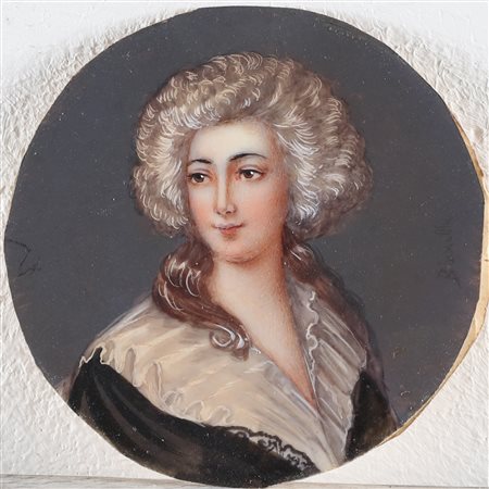 RABILLON MICHEL (n. 1735) Ritratto di Lady Greville. Olio su avorio,. Cm...