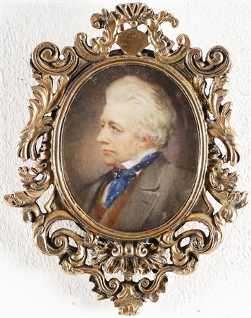MINIATURISTA DEL XIX SECOLO Ritratto d'uomo. Olio su avorio. Cm 6,00 x 7,00....