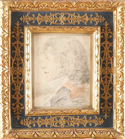 ARTISTA DELLA FINE DEL XVIII SECOLO Ritratto d'uomo di profilo. Disegno su...