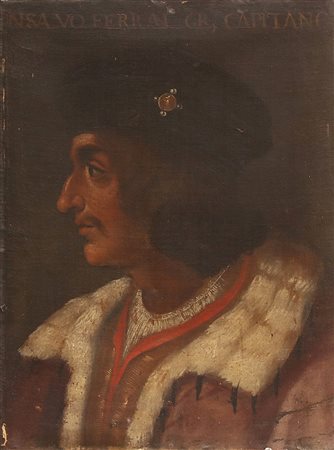 ARTISTA VENETO DEL XVI SECOLO Ritratto di Consalvo Ferrando. . Olio su tela ....