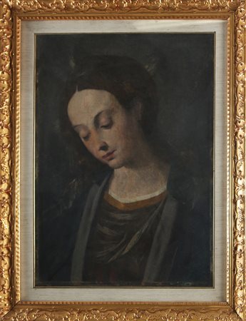 ARTISTA LOMBARDO DEL XVII SECOLO Madonna. . Olio su tela . Cm 44,00 x 60,00....