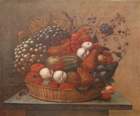 ARTISTA DEL XVII SECOLO. Natura morta di frutta. Olio su tela . Cm 58,00 x...