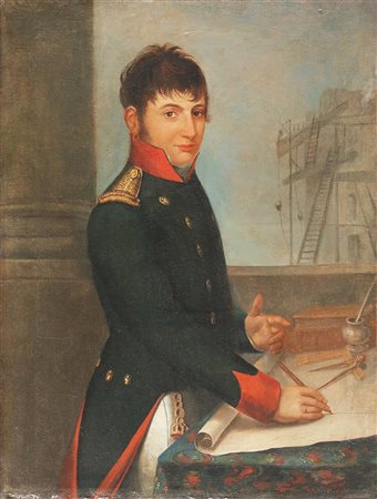 ARTISTA NEOCLASSICO Ritratto di ufficiale del genio dell'armata francese. ....