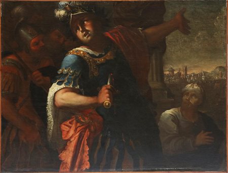 ARTISTA LOMBARDO DEL XVII SECOLO Il suicidio di Saul. Olio su tela . Cm...