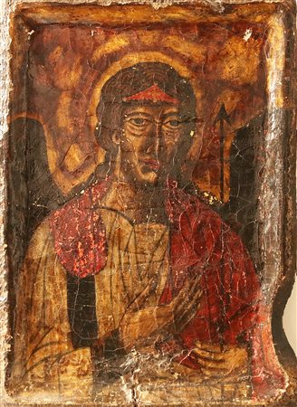 ICONA RUSSA DEL XVII SECOLO Santo martire. Tempera su tavola. Cm 48,00 x 68,00.
