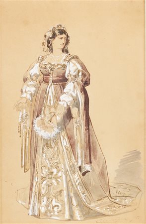 DOEPLER EMIL KARL (1824 - 1905) Ritratto di donna in costume settecentesco....