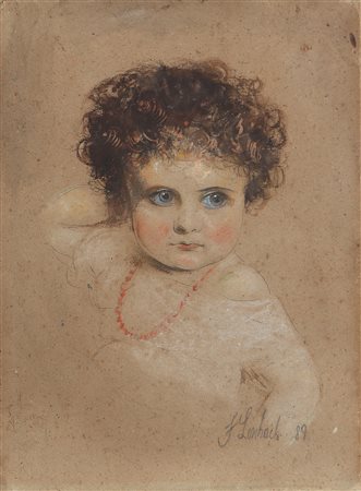 VON LENBACH FRANZ SERAPH (1836 - 1904) Ritratto di bimba. 1889. Pastelli su...