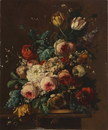 ARTISTA FIAMMINGO DEL XIX SECOLO Natura morta di fiori. Olio su tela . Cm...