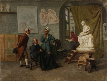 BOUVIER ARTHUR (1837 - 1921) Atelier degli scultori. . 1877. Olio su tela ....