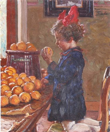 FOCARDI PIERO (1889 - 1945) La mia bimba e le arance. 1927. Olio su...