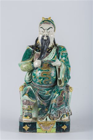 Arte Cinese Figura in porcellana policroma raffigurante la divinità della...