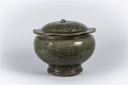 Arte Cinese Grande vaso con coperchio in ceramica in stile Longquan Cina,...