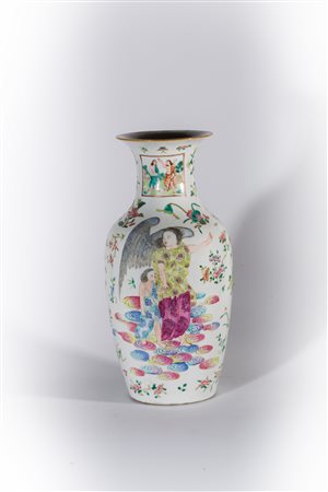 Arte Cinese Vaso in porcellana famiglia rosa decorato con tema cristiano...