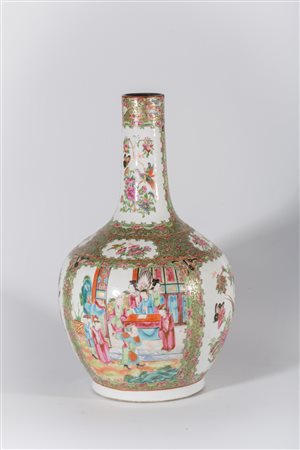 Arte Cinese Vaso Canton in porcellana policroma Cina, dinastia Qing, fine XIX...