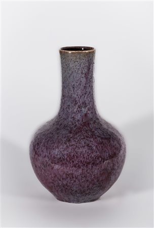Arte Cinese Vaso in ceramica invetriata color lavanda e rosso flambé Cina,...