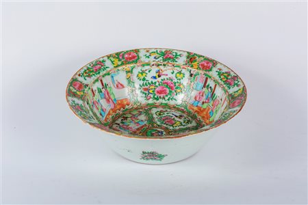 Arte Cinese Bacile in porcellana Canton famiglia rosa Cina, fine XIX secolo ....