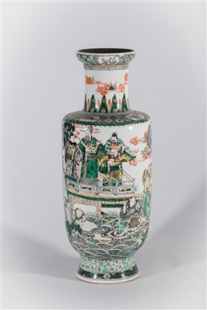 Arte Cinese Vaso in porcellana decorato nei toni della famiglia verde Cina,...