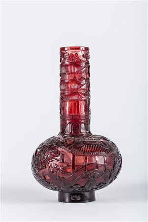 Arte Cinese Bottiglia in vetro di Pechino intagliato Cina, dinastia Qing,...