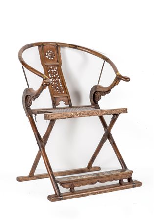 Arte Cinese Sedia in legno pregiato con schienale a forma di ferro di cavallo...