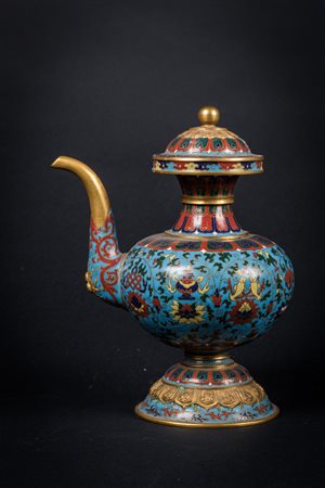 Arte Cinese Versatoio cloisonnè con decorazione buddhista Cina, XX secolo ....